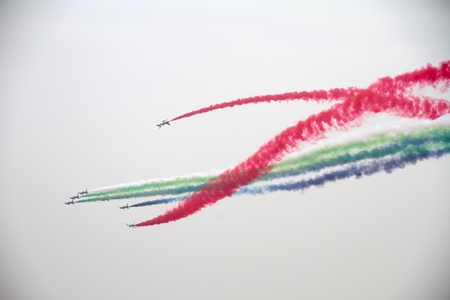 2014 Zhuhai Airshow, UAE \'Knight\' flying team, performingのeditorial素材