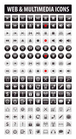 Set of  Buttons for Multimedia Players and other Applications and Web Designersのイラスト素材