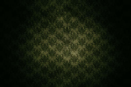 Dark Grunge Wall Background With Retro Pattern and Black Vignetteの写真素材