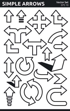 Simple Black and White Arrows Vector Setのイラスト素材