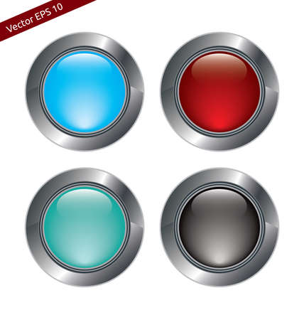 Blank Metal and Glass Buttons  For Web, Applications or Design Useのイラスト素材