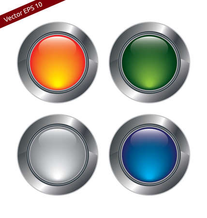 Blank Metal and Glass Buttons  For Web, Applications or Design Useのイラスト素材