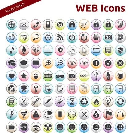 90 Icons for Web, Internet, Design, Social Networksのイラスト素材