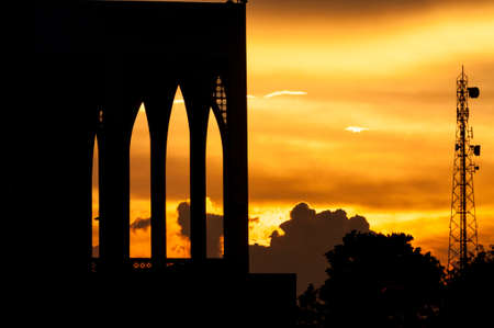 Mosque at sunrise in Thailandの写真素材