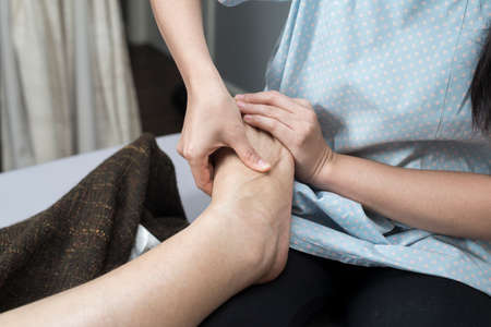 Thai massage series : foot and leg massageの写真素材