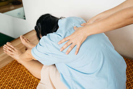 Thai massage series : Back and shoulder massageの写真素材