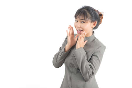 Asian office worker series : Shout outの写真素材