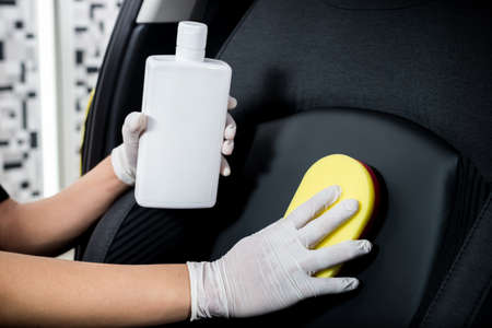 Car detailing series : Cleaning car seatの写真素材