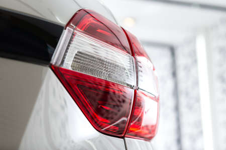 Car detailing series : Closeup of clean white car taillightsの写真素材