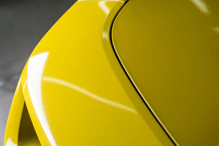 Car detailing series : Clean yellow bonnetの写真素材