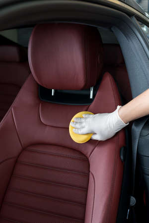 Car detailing series : Cleaning red car seat