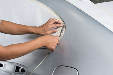 Auto body repair series : Masking car before repaint