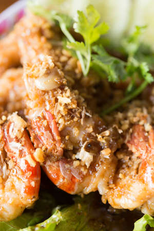 Food series: Deep fried river prawns with garlicの写真素材