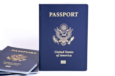 US PAssports isolated on whiteの写真素材