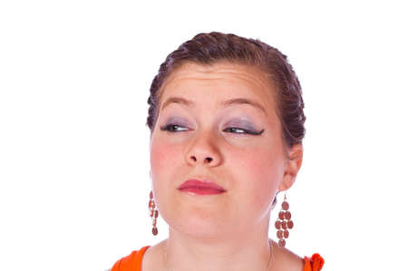 Teen girl in dance costume against white backgroundの写真素材