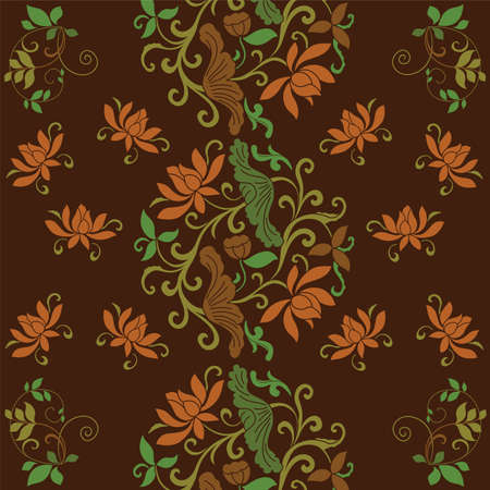 wallpaper brown old vintage flowerのイラスト素材