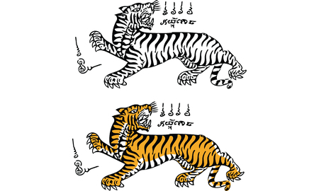 tiger tattoo, thai traditional paintingのイラスト素材