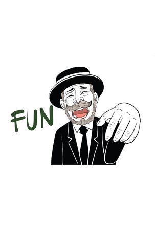Man with a mustache in black suit. Fun.のイラスト素材