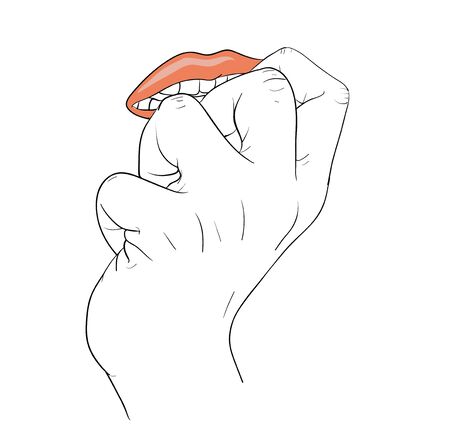 biting nailのイラスト素材