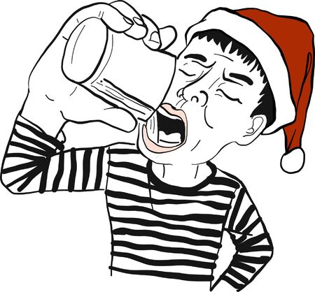 man drinking waterのイラスト素材