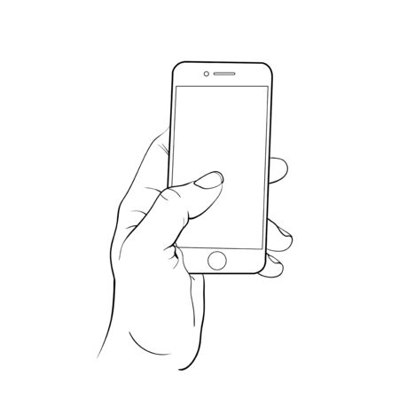 hand holding mobile phoneのイラスト素材