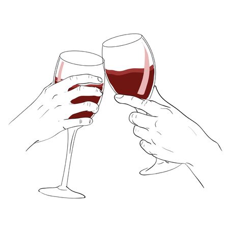 Hand action vector, celebration, wine.のイラスト素材