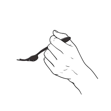 Hand holding forkのイラスト素材