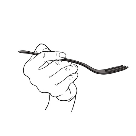Hand holding forkのイラスト素材