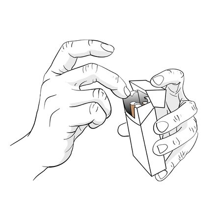 Hand holding box of cigaretteのイラスト素材