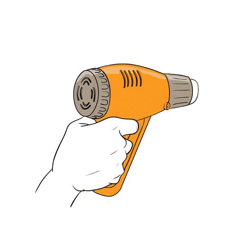 hand holding blower,vectorのイラスト素材
