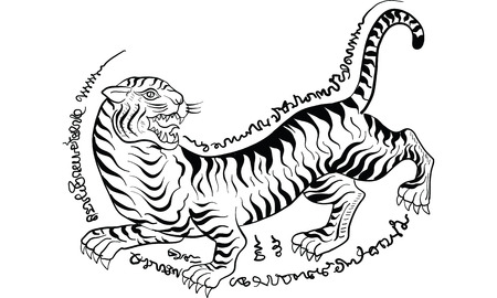 Thai traditional painting, traditional tattooのイラスト素材