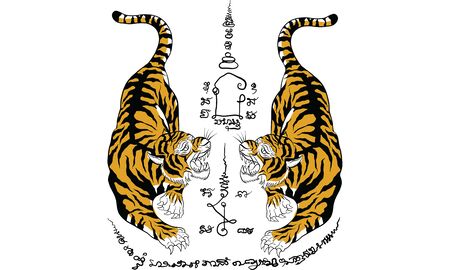 animal in Thai traditional tattoo, Thai traditional painting in temple, vectorのイラスト素材