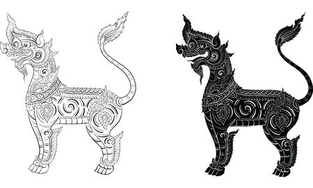 animal in Thai traditional tattoo, Thai traditional painting in temple, vectorのイラスト素材