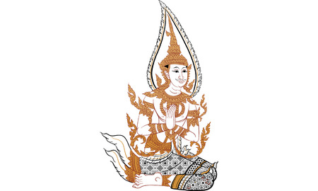 Tradition painting of woman playing musicのイラスト素材