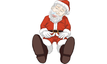 Sleeping Santa Claus in a sitting position in isolated background.のイラスト素材