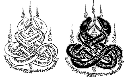 Thai traditional painting, tattooのイラスト素材