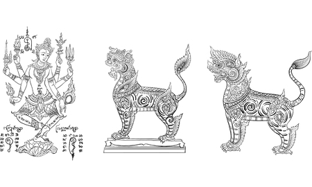 Thai traditional painting Vector illustration.のイラスト素材