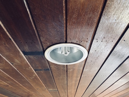 wood ceilng with down light