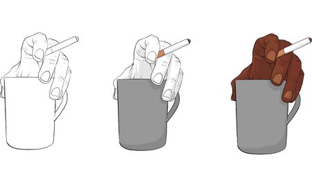 hand holding cigarette, hand activity, vectorのイラスト素材