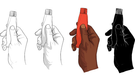 A hand holding tube of cream vectorのイラスト素材