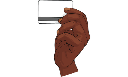 Hand holding business card vector.のイラスト素材