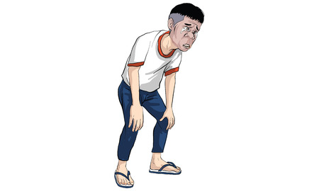 sticker line, Man action cartoon vectorのイラスト素材