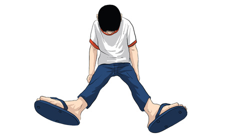 sticker line, Man action cartoon vectorのイラスト素材