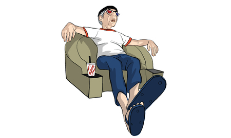 sticker line, Man action cartoon vectorのイラスト素材