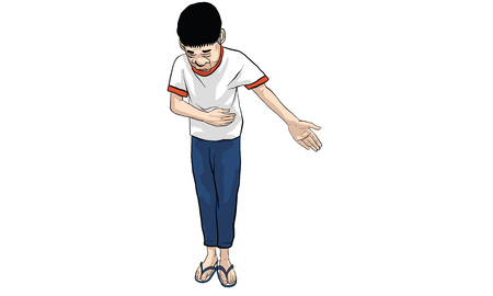 sticker line, Man action cartoon vectorのイラスト素材