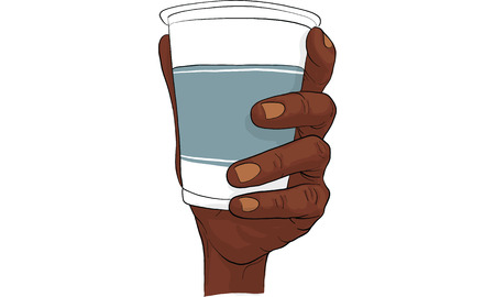 Hand holding cup of water vector illustrationのイラスト素材