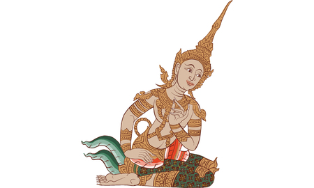 Thai traditional painting, ancient warrior vector illustrationのイラスト素材