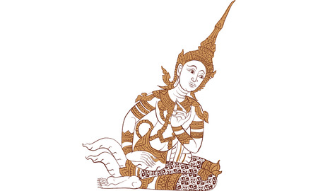 Thai traditional painting, ancient warrior vector illustration.のイラスト素材