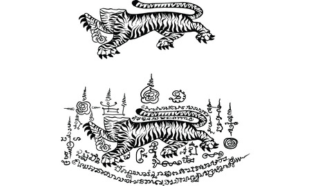 Thai traditional painting, tattooのイラスト素材