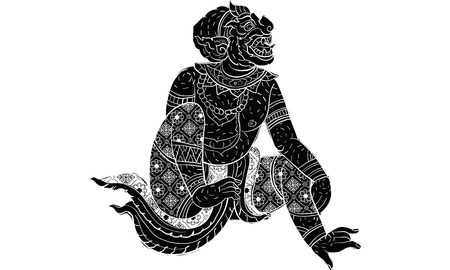Thai traditional painting, tattoo Hanuman Vector illustration.のイラスト素材